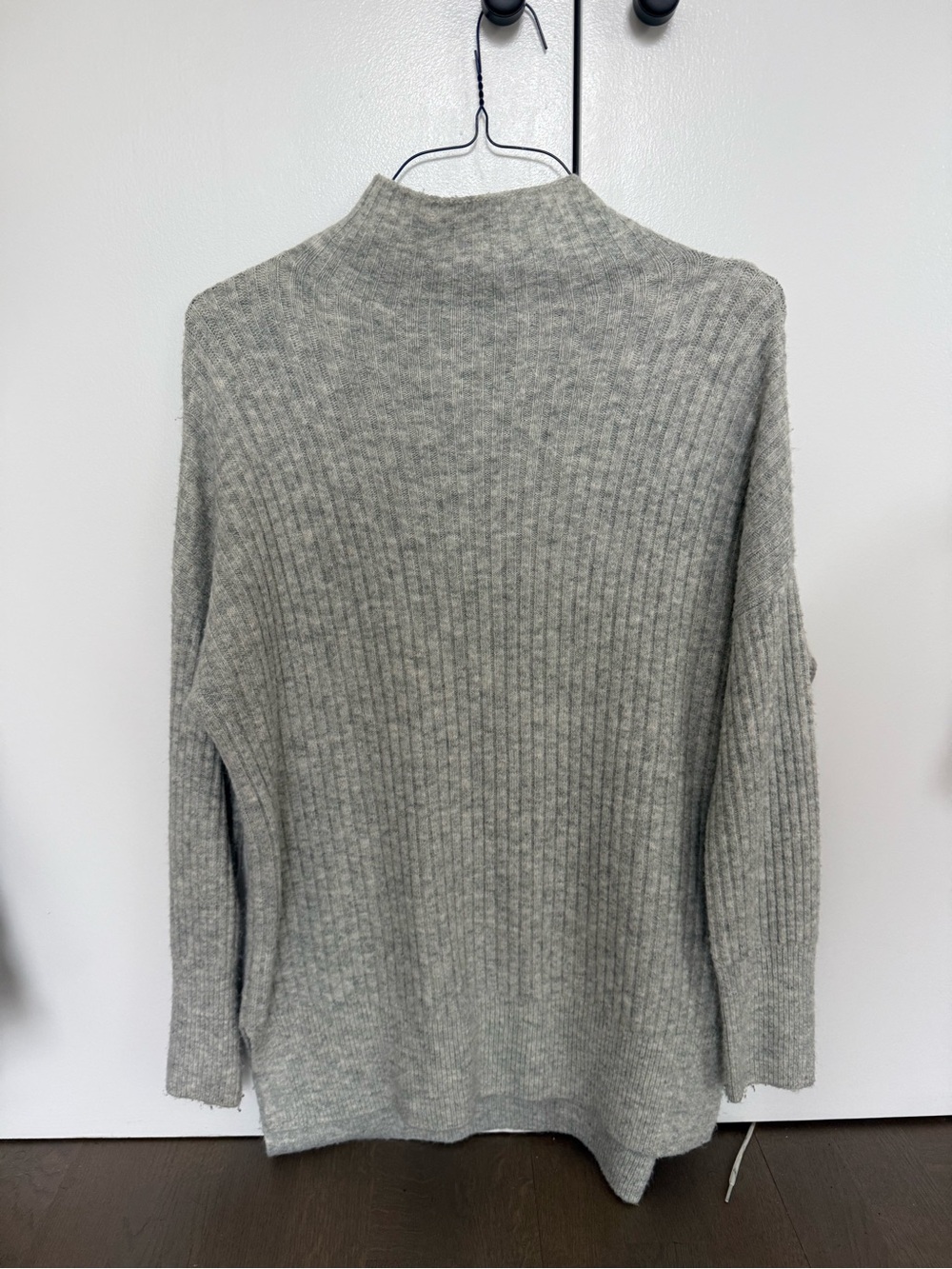 Topshop Light Gray Ribbed Mock Neck Sweater
